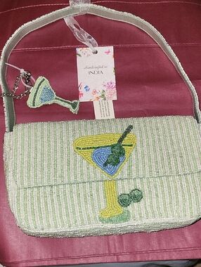 Handcrafted In India Beaded Cocktail Martini Clutch Bnwt Eh Rt